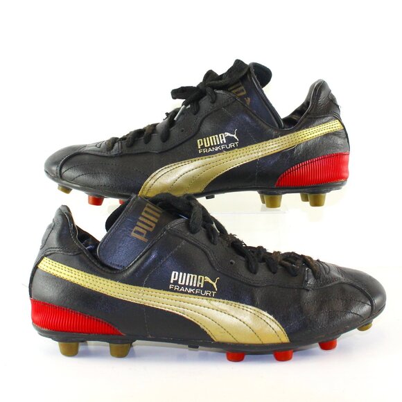 Puma Frankfurt Black Leather Soccer Cleats Mens (US 8/EU 41) - Picture 1 of 8
